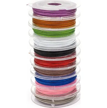 Náramek Sada ocelových lanek na šperky s nylonovým potahem, mix barev, 0.38mm, 10 Ks/10 m