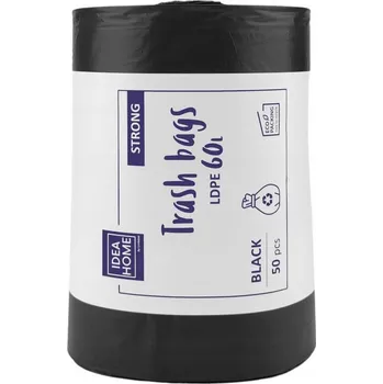 Pytle na odpadky PYTLE na odpadky 60l IdeaHome SILNÉ pytle na tříděný odpad ČERNÉ 50 Ks