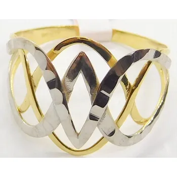 Prsten Klenoty Budín Mohutný dámský prsten z bílého a žlutého zlata 585/2,30gr vel. 64 HK1130 (Klenoty Budín Mohutný dámský prsten z bílého a žlutého zlata 585/2,30gr vel. 64 HK1130)