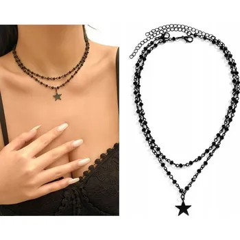 Náhrdelník Krátký černý choker náhrdelník gothic rock