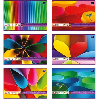 Kancelářský papír Barevný technický blok A4 Interdruk, 20 listů, 180 g/m2, probarvený ve hmotě