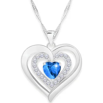 Náhrdelník Stříbrný náhrdelník Tři srdce s kubickým zirkonem a Křišťál Srdíčka STŘÍBRO