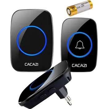 Domovní zvonek CACAZI bezdrátový vodotěsný zvonek ke dveřím brány IP44 s dosahem až 300 m a hlasitostí 110 dB