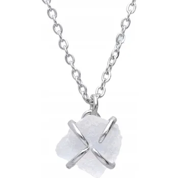 Náhrdelník Náhrdelník s přírodním kamenem - Kámen pro duben - Měsíční kámen - Stříbrný