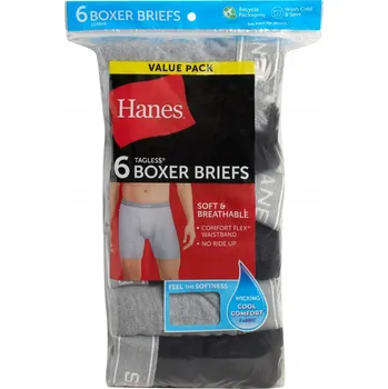 6x Černé a Šedé Boxerky pánské slipy Hanes z USA M 80-85 cm