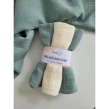 látková plena Teddy Sada 3x mušelínová plenka MINI 30x30 cm teal béžová