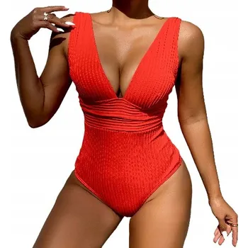 Dámské plavky JEDNODÍLNÉ PLAVKY MODELUJÍCÍ POSTAVU MÓDNÍ ČERVENÉ ČERVENÁ RED L