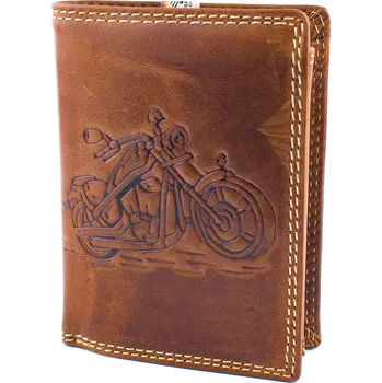 Peněženka Tillberg luxusní pánská kožená peněženka s motorkou hnědá GTI 2547