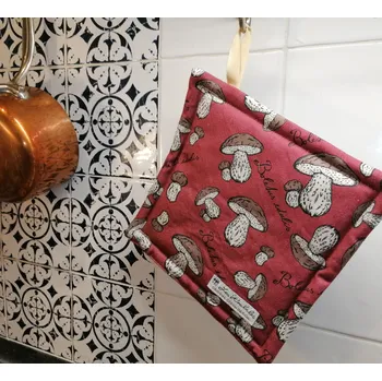 Kuchyňská zástěra Chňapka "Hříbky" - vínová