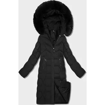 Dlouhá černá dámská bunda s kapucí (7665#-F06) odstíny černé L (40)