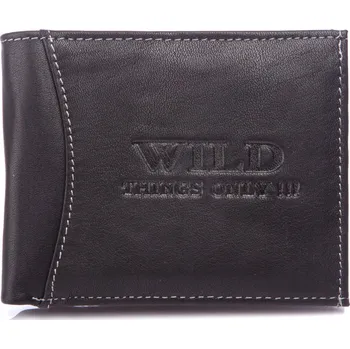 Peněženka Černá pánská peněženka malá kožená WILD do kapsy kalhot