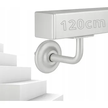 Zábradlí Schodišťové madlo STŘÍBRNÉ nástěnné ČTVERCOVÉ Ocel zábradlí na schody 120 cm