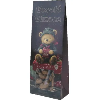 Sušené ovoce Rozinky Jumbo v mléčné čokoládě "Veselé Vánoce s medvídkem" 90 g (Dárkové balení sušeného ovoce)