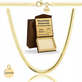Řetízek ZLATÝ PLNÝ ŘETÍZEK ZMIJKA S PŘÍVĚSKEM RYZOST 925 585 + GRAVÍROVÁNÍ DÁREK