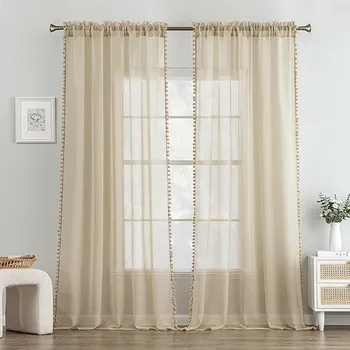 Sprchový závěs Záclony s bambulkami Miulee