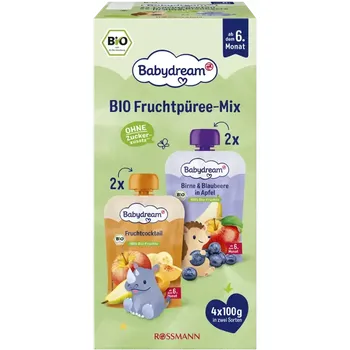 Babydream BIO ovocné kapsičky Ovocný koktejl + jablko, hruška a borůvka 400 g