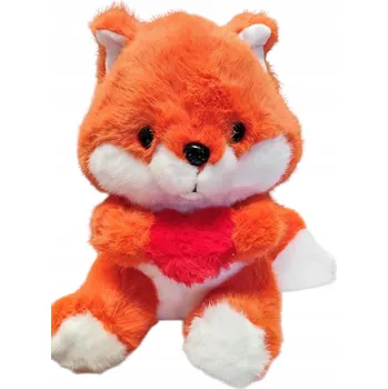 plyšák PLYŠOVÝ LIŠKA S ČERVENÝM SRDCEM MEGA - NADÝCHANÁ PLYŠOVÁ HRAČKA 24 CM E2742 EMAJ