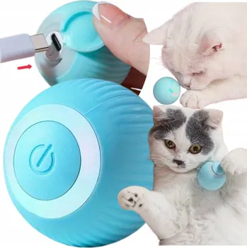 Hračka pro kočku UTÍKAJÍCÍ HRAČKA PRO KOČKY MÍČ INTERAKTIVNÍ KOULE LED USB OTOČNÁ