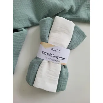látková plena Teddy Sada 3x mušelínová plenka MINI 30x30 cm teal bílá