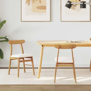 Jídelní židle 2 pcs Přirozená a světlá Masivní gumové dřevo