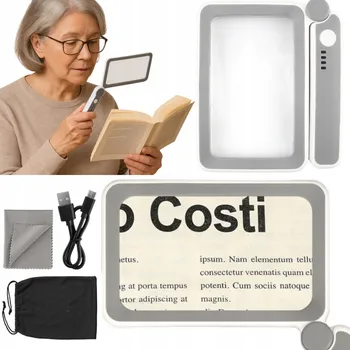 Lupa LUPA SKLO PRO ČTENÍ 4X LED PODSVÍCENÉ ZVĚTŠENÍ XXL