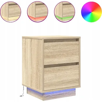 Noční stolek Noční stolky s LED osvětlením 2 ks Dub Sonoma 38x34x50 cm