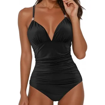 Dámské plavky ZEŠTÍHLUJÍCÍ JEDNODÍLNÉ PLAVKY DÁMSKÉ ČERNÉ L 40