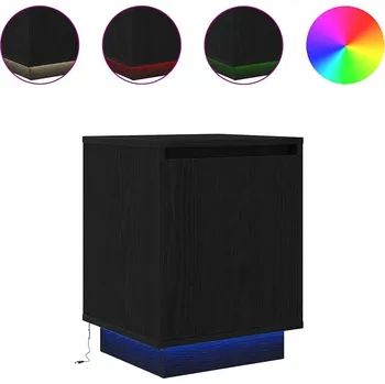 Noční stolek NOČNÍ STOLKY S LED OSVĚTLENÍM 2 KS ČERNÉ 38X34X50CM