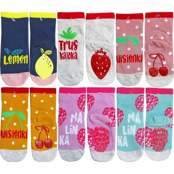 17-19 Ponožky BALENÍ 6 KUSŮ PROTISKLUZOVÉ OVOCE bavlna ABS YOCLUB