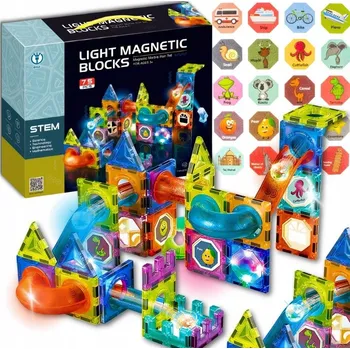 ostatní stavebnice MEGA KREATIVNÍ MAGNETICKÉ STAVEBNICE STAVEBNICE SVÍTÍCÍ DRÁHA 75 dílků DÁREK