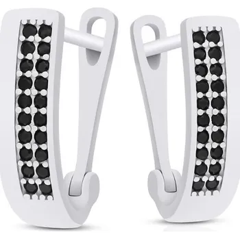 Náušnice Dámské Stříbrné Náušnice s černými anglickými Zirkony ryzost 925