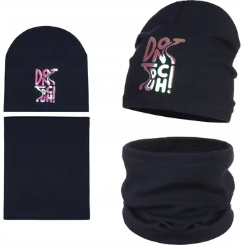 Čepice ČEPICE NÁKRČNÍK , podzimní sada, třpytivý NÁPIS 40/46, tmavě modrá