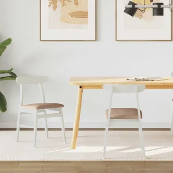 Jídelní židle 2 pcs Bílá a hnědá Masivní gumové dřevo