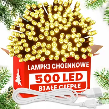 Vánoce VÁNOČNÍ OSVĚTLENÍ NA STROMEČEK 500 LED BÍLÁ TEPLÁ + PRODLUŽOVACÍ KABEL 5M VÁNOČNÍ SADA