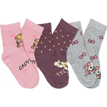 Dámské ponožky 35-38 Ponožky 3x bavlněné ponožky se vzorem TEDDY CAT Noviti SB001