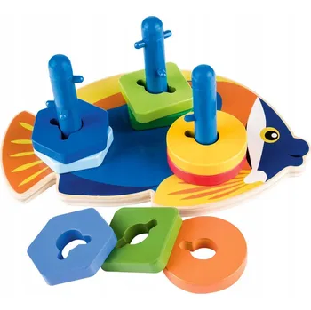 Dřevěná hračka DŘEVĚNÁ HRAČKA MOTORICKÁ SKLÁDAČKA SADA