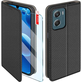 Pouzdro na mobilní telefon Pouzdro MAGNET pro Motorola G06 | G06 Power Uzamykatelné Černé Pouzdro + Sklo 9H