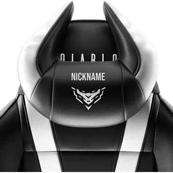 Polštář Polštář opěrka hlavy Diablo X-Horn s personalizovanou výšivkou, černo-bílá