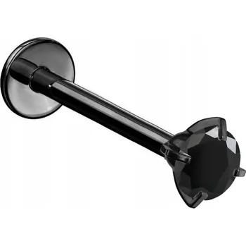 Piercing Labret piercing s krystalem do ucha (lobe, helix) 1,2/6/3 černý