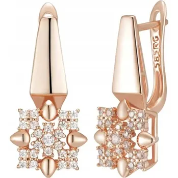 Náušnice Náušnice pozlacené zirkony zlaté náušnice květy růžového zlata