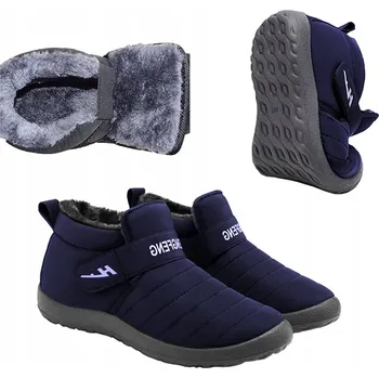 Dámská obuv ZIMNÍ BOTY ZATEPLENÉ VODĚODOLNÉ SNĚHULE NÁMOŘNICKÁ MODRÁ TRAPERY KOTNÍKOVÉ BOTY NAD KOTNÍK