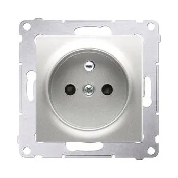 Elektrická zásuvka Simon 54 zásuvka jednoduchá s uzemněním stříbrná