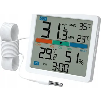 Meteostanice BEZDRÁTOVÁ METEOROLOGICKÁ STANICE MANTA S TEPLOMĚREM A EXTERNÍM SENZOREM, NA BATERIE