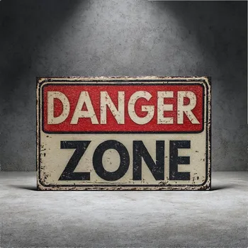 Plechová cedule SUPERATOR Retro dřevěná cedule DANGER ZONE nebezpečná zóna (20×12,5 cm) – dekorace na zeď do garáže a dílny | skladem v ČR | rychlé odeslání | dárek do garáže |