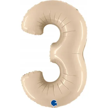 Balónek Balón Číslice 3 Satin Cream - 102 cm