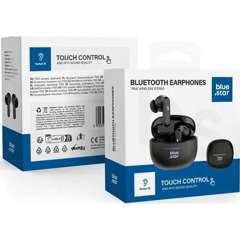 Sluchátka Bezdrátová stereo sluchátka TWS BK44 Bluetooth 5.4, dosah 12 m, IPX4, LED - černá