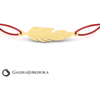 Náramek ZLATÝ NÁRAMEK PÉŘÍČKO NA ŠŇŮRCE GRAVÍROVÁNÍ 14K