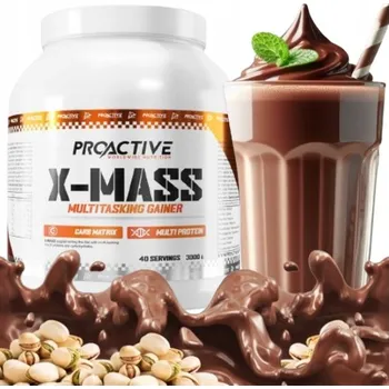 Protein GAINER v prášku protein sacharidy ProActive X-MASS ČOKOLÁDA OŘECH 3 kg