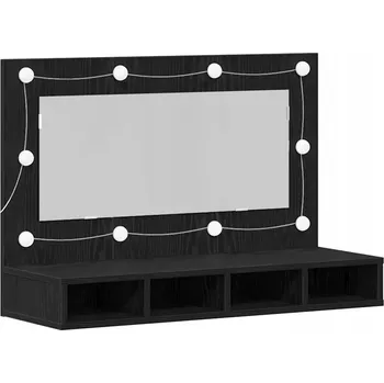 Koupelnový nábytek Skříňka se zrcadlem s LED osvětlením Černý Dub 90 x 31,5 x 62 cm