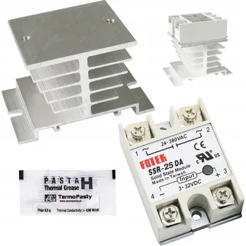 Relé RELÉ FOTEK SSR - 25A DC AC + CHLADIČ PRO RELÉ 1F + TEPLOVODIVÁ PASTA